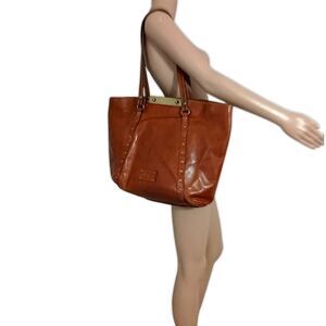 Patricia Nash Leather Bag Tote Purse Suede Interior Benvenuto Heritage Tan Brass